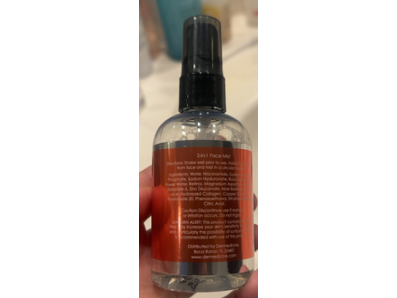 Dermedicine + 3 - In - 1 Super - Charged Face Mist, Retinol, Vitamin C & Collagen, 4 fl oz/120 mL
