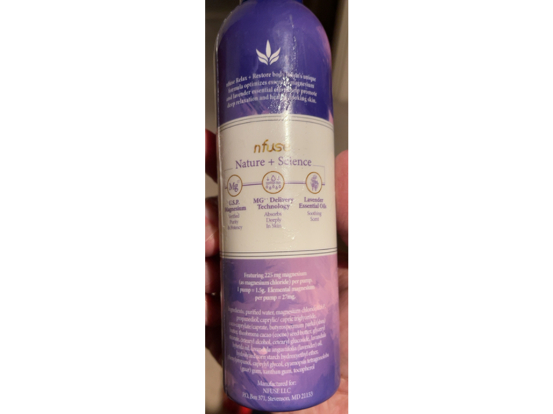 Nfuse Magnesium Body Lotion, Lavender Essential Oils, 8 oz/227g