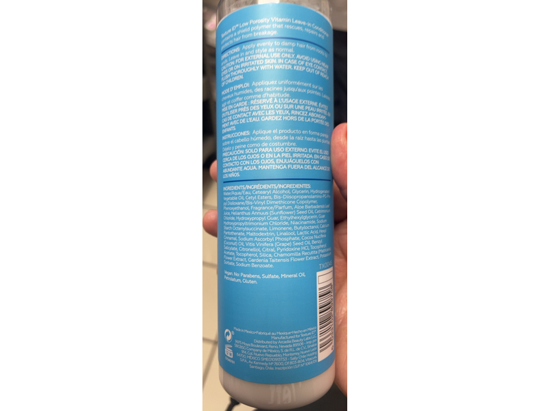 Texture ID Low Porosity Vitamin Leave in Conditioner, Aloe Vera Gel +Oil Complex + Vitamin E + Vitamin C + Vitamin B, 9.81 fl oz/290 mL
