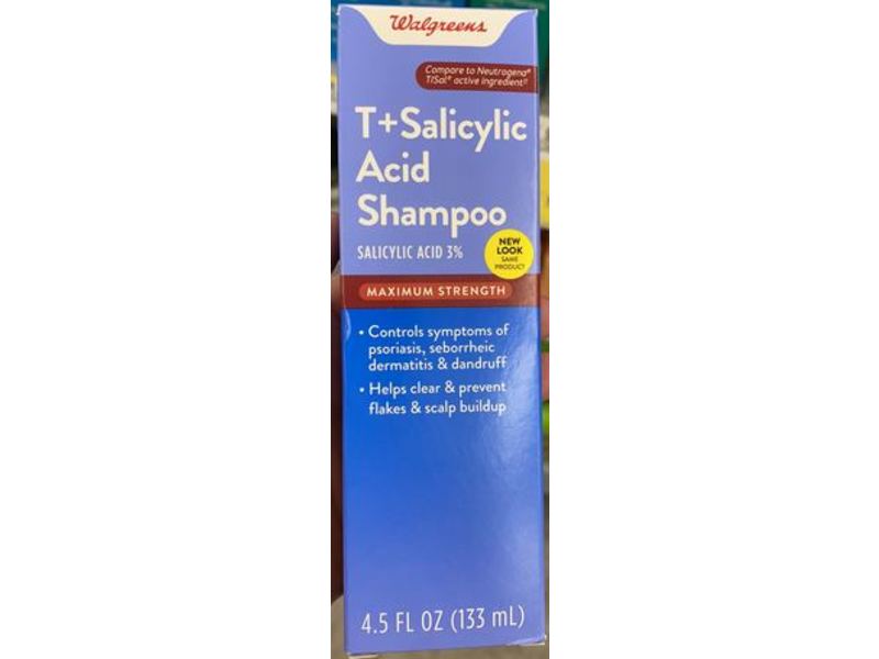 Walgreens T+Salicylic Acid Shampoo, Maximum Strength, 4.5 fl oz/133 mL