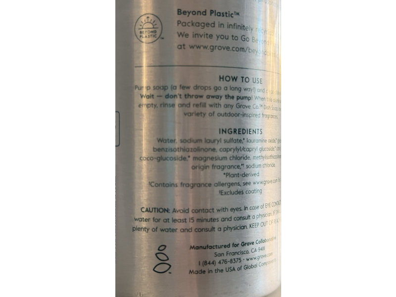 Grove co Dish Soap, Lemon & Eucalyptus, 16 fl oz/473 mL