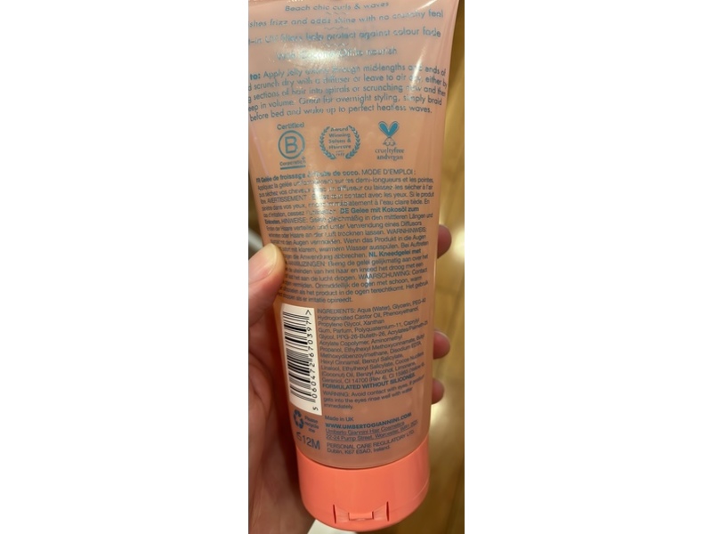 Umberto Giannini Hair Gel, Boho Beach Jelly, Coconut Oil Scrunching Jelly, 6.7 fl oz/200 mL