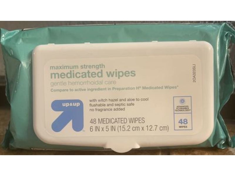 Up & Up Maximum Strength Medicated Wipes, Witch Hazel & Aloe, 48 Count