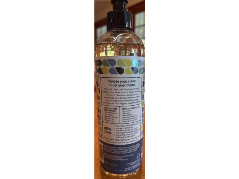 Therapy Clean Dish Soap, Juniper & Lemon Zest, 16 fl oz/473 mL