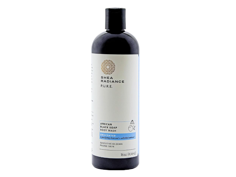 Shea Radiance African Black Soap Body Wash, Unscented, 16 oz/454 mL