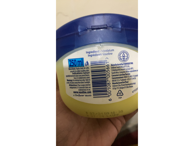 Vaseline BlueSeal Original Pure Petroleum Jelly, 250 mL