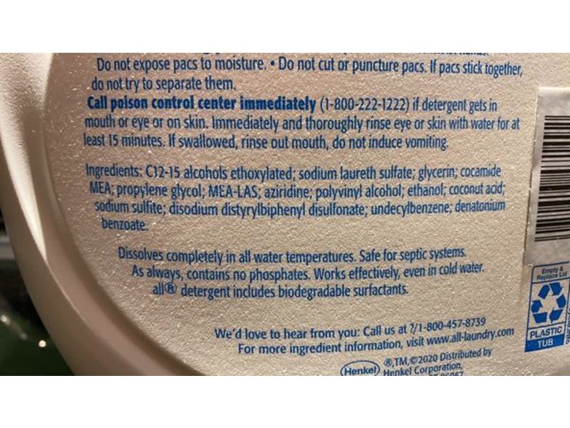 All Stainlifters 4 In 1 Mighty Pacs Laundry Detergent, Free & Clear, 88.86 oz/2.52 kg, 134 Count