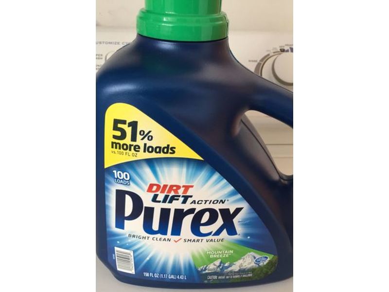 Purex Liquid Laundry Detergent, Dirt Lift Action, Mountain Breeze, 100 Loads, 150 fl oz/4.43 L