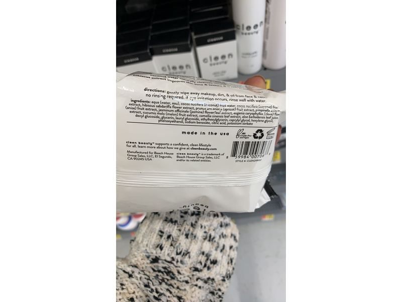 Cleen Beauty Coconut Water Hibiscus Face Wipes, 25 Wipes