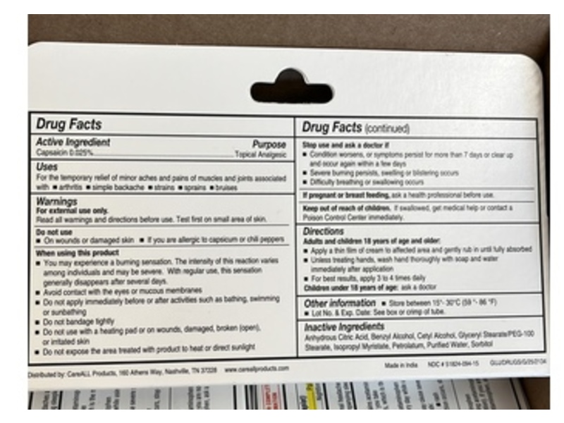 Careall Arthritis & Muscle Pain Relief Cream, 1.5 fl oz/42.5 g