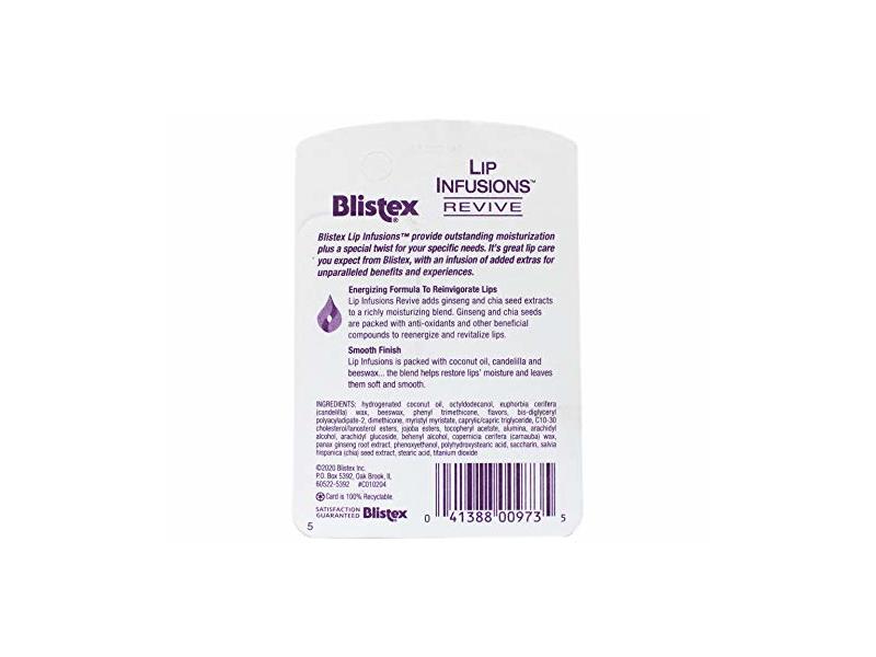 Blistex Lip Moisturizer, Lip Infusions, Revive, 0.13 oz/3.69 g