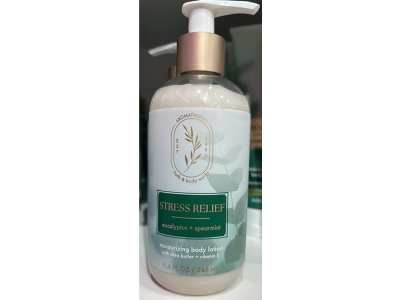 Bath & Body Works Stress Relief Moisturizing Body Lotion, Eucalyptus + Spearmint, 8.4 fl oz/248 mL