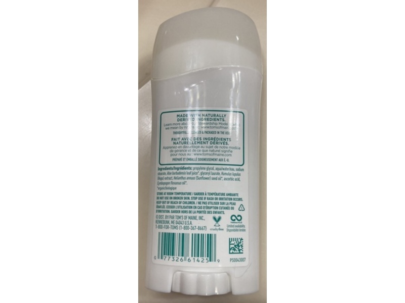 The Original Tom's Of Maine Long-Lasting Deodorant, Unscented, 2.25 oz/64 g, 3 Pack