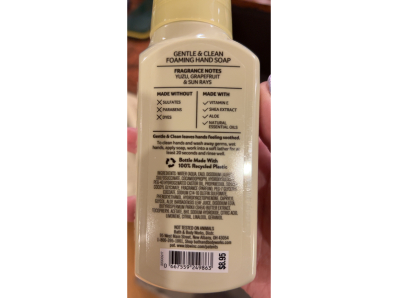 Bath & Body Works Gentle & Clean Foaming Hand Soap, Sunshine & Lemons, 8.75 fl oz/259 mL