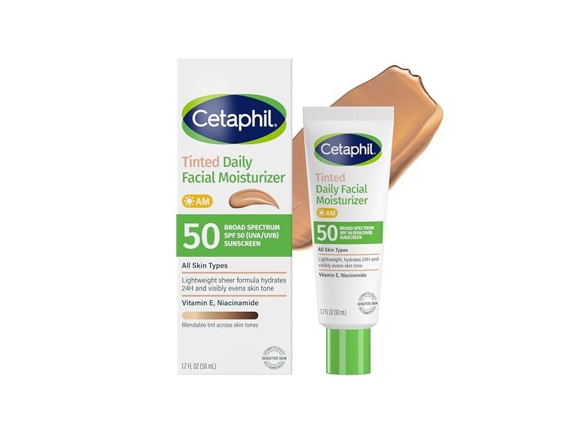 Cetaphil Tinted Daily Facial Moisturizer, SPF 50, 1.7 fl oz/50 mL