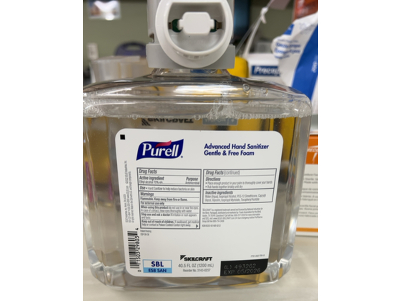 Purell Advanced Hand Sanitizer, Gentle & Free, 40.5 fl oz/1200 mL, Pack Of 2