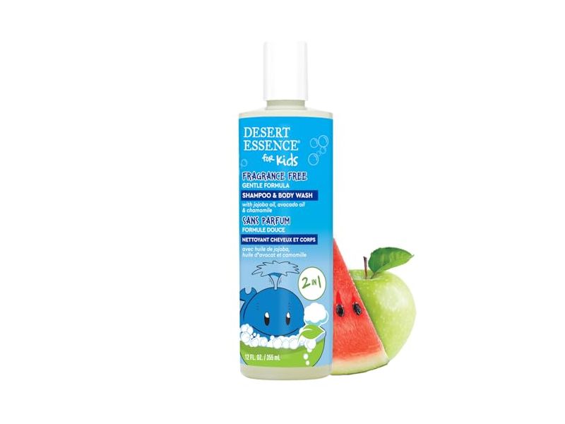 Desert Essence Kids Gentle Formula Shampoo & Body Wash, Fragrance Free, 12 fl oz/355 mL