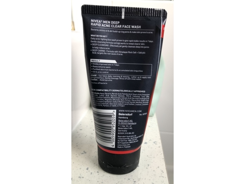 Nivea Men Deep Rapid Acne Clear Face Wash, Himalayan Rock Salt, 150 mL