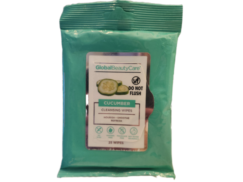 Global Beauty Care Cleansing Wipes, Cucumber, 25 Count