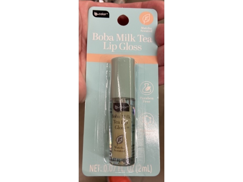B.color Boba Milk Tea Lip Gloss, Matcha Scented, 0.07 fl oz/2 mL