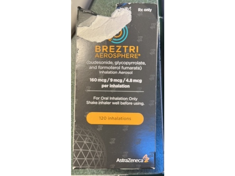 Breztri Aerosphere (budesonide, glycopyrrolate and formoterol fumarate) Inhalation Aerosol, 120 Inhalations, AstraZeneca (RX)