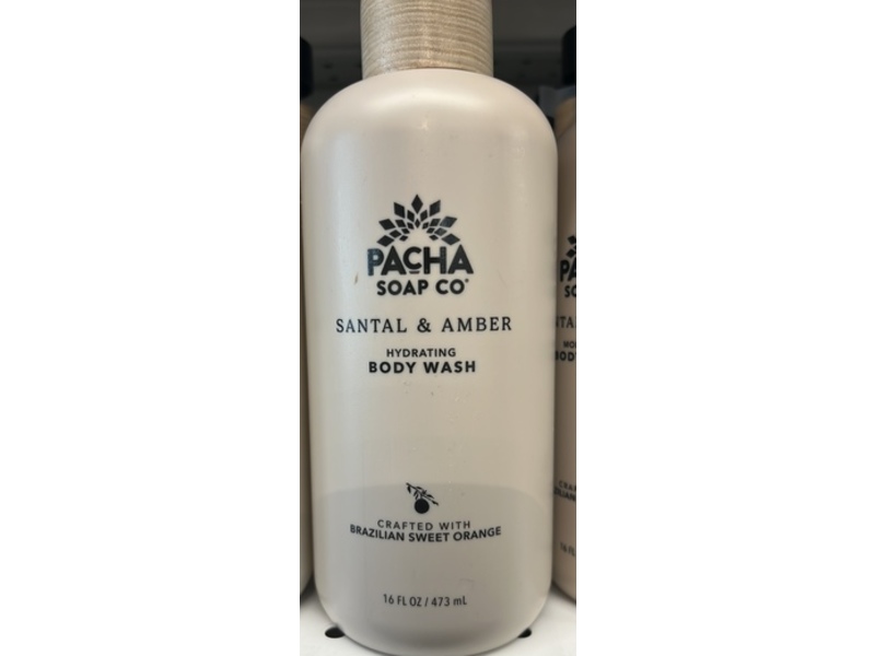 Pacha Soap Co Hydrating Body Wash, Santal & Amber, Brazilian Sweet Orange, 16 fl oz/473 mL