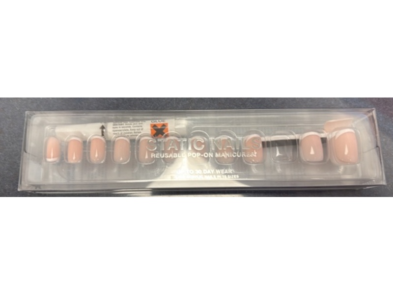 Static Nails Reusable Pop-On Manicures, Micro French, 30 Count