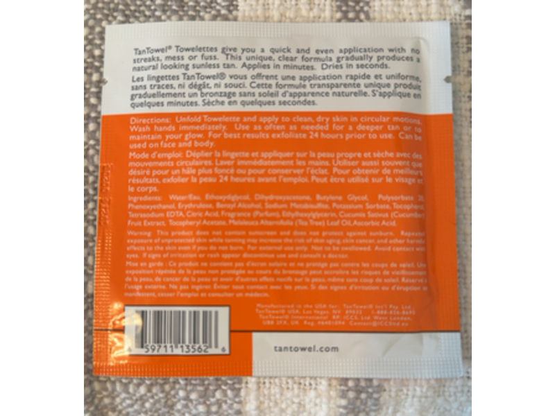 Tan Towel Self-Tan Towelette, Medium to Dark, 0.5 fl oz/15 mL, 5 Count