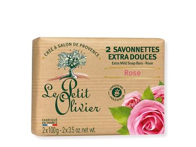 Le Petit Olivier Extra Mild Soap Bars, Rose, 3.5 oz/100 g, Pack Of 2