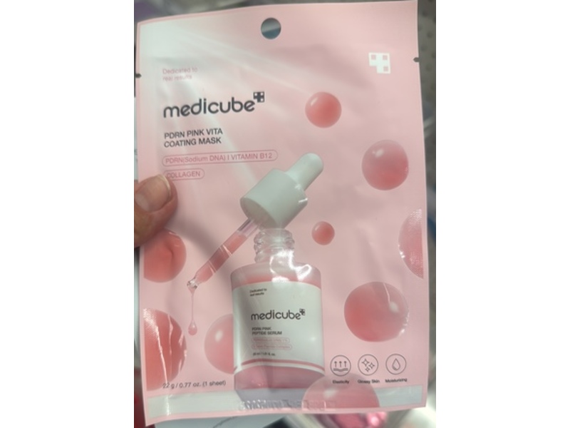 Medicube PDRN Pink Vita Coating Mask, PDRN, Vitamin B12, Collagen, 0.77 oz/22 g, Pack Of 10