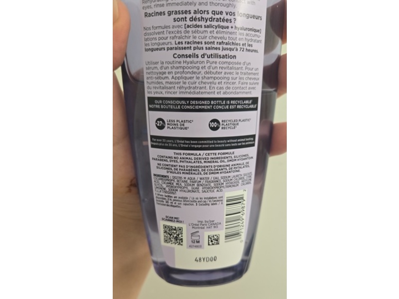 L'Oreal Paris Hair Expertise Hyaluron Pure Shampoo, 375 mL