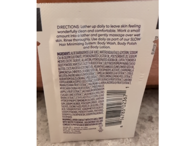 EWC Slow Wash Body Wash, 0.14 fl oz/4 mL