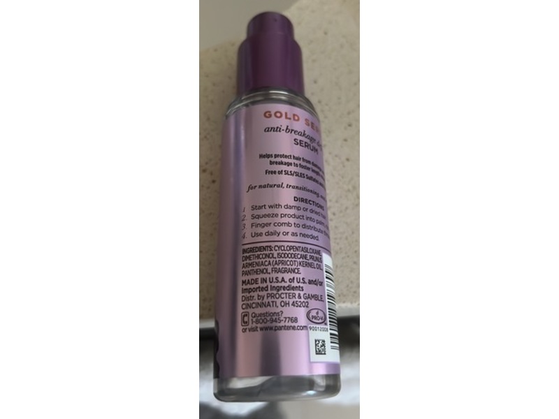 Pantene Gold Series New Lengths Anti-Breakage Defense Serum, Apricot Oil, 3 fl oz/90 mL