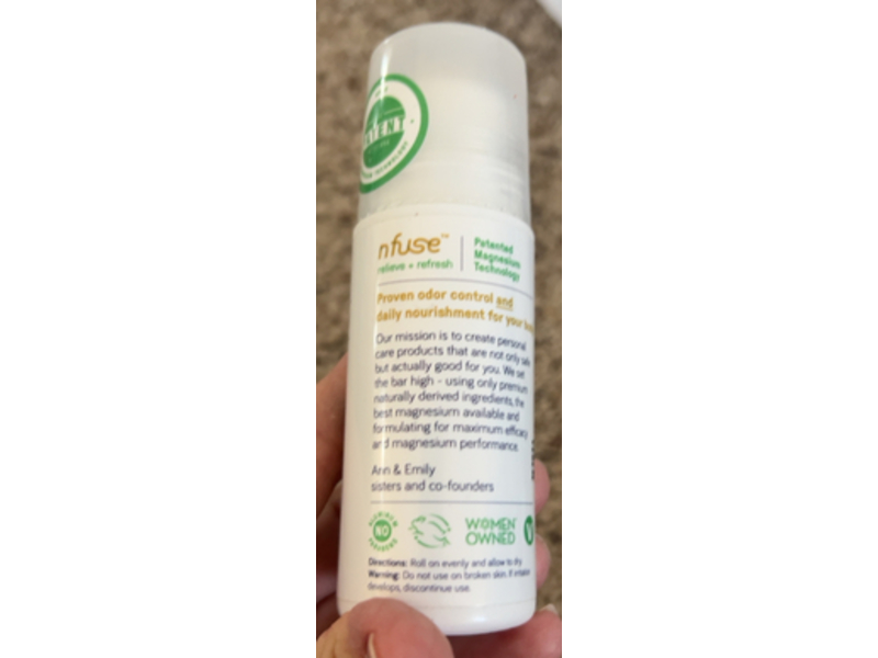 Nfuse Magnesium Roll-On Deodorant, Rosemary-Mint, 2.7 oz/77 g