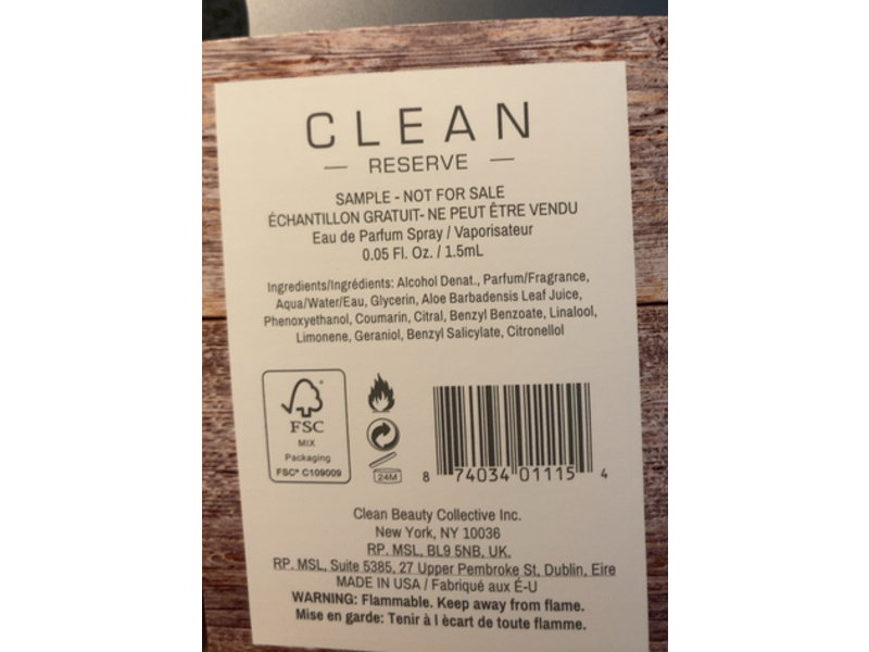 Clean Beauty Reserve Eau De Parfum Spray, Solar Bloom, 0.05 fl oz/1.5 mL