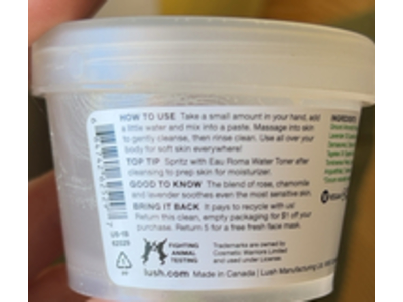 Lush Fresh Cleanser, Angels On Bare Skin, 3.5 oz/100 g