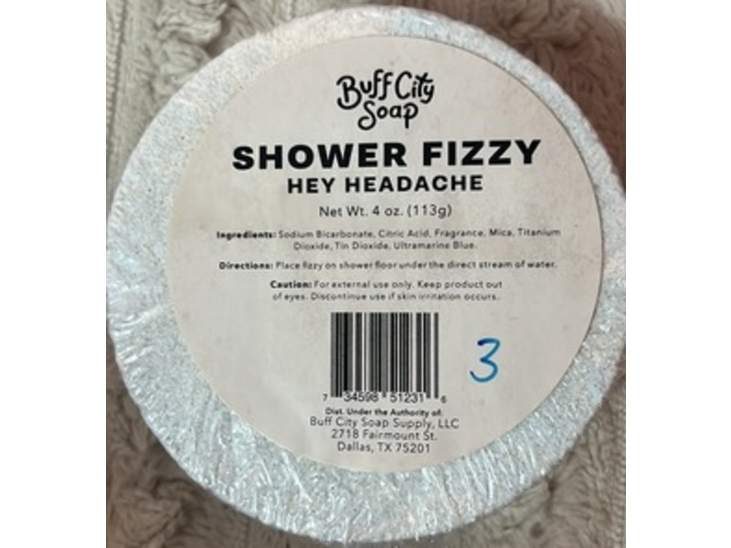 Buff City Soap Shower Fizzy, Hey Headache, 4 fl oz/113 g