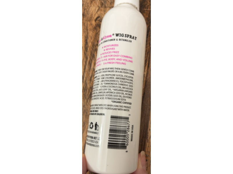 Nicole & Alyssa Wig Spray Leave-in Conditioner & Detangler, 8 fl oz/236 mL