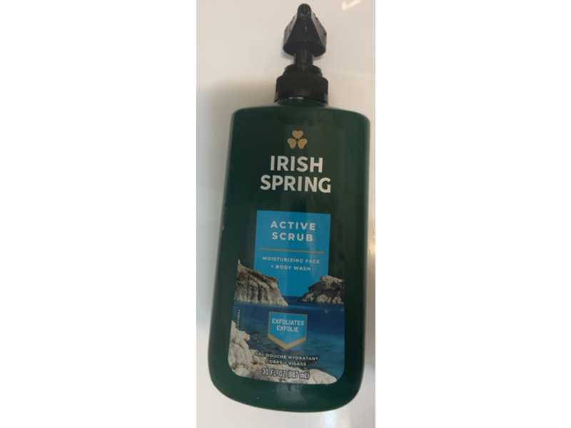 Irish Spring Active Scrub Moisturizing Face & Body Wash, 30 fl oz/887 mL