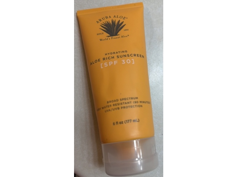 Aruba Aloe Hydrating Aloe Rich Sunscreen, SPF 30, 6 fl oz/177 mL