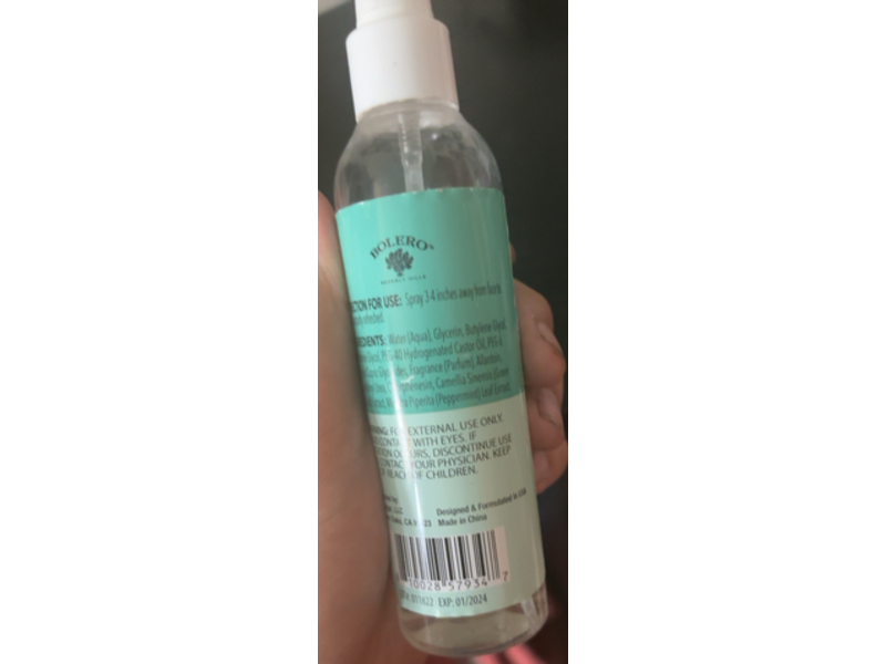 Bolero Facial Mist Soothe, Green Tea & Mint, 4 fl oz/118 mL