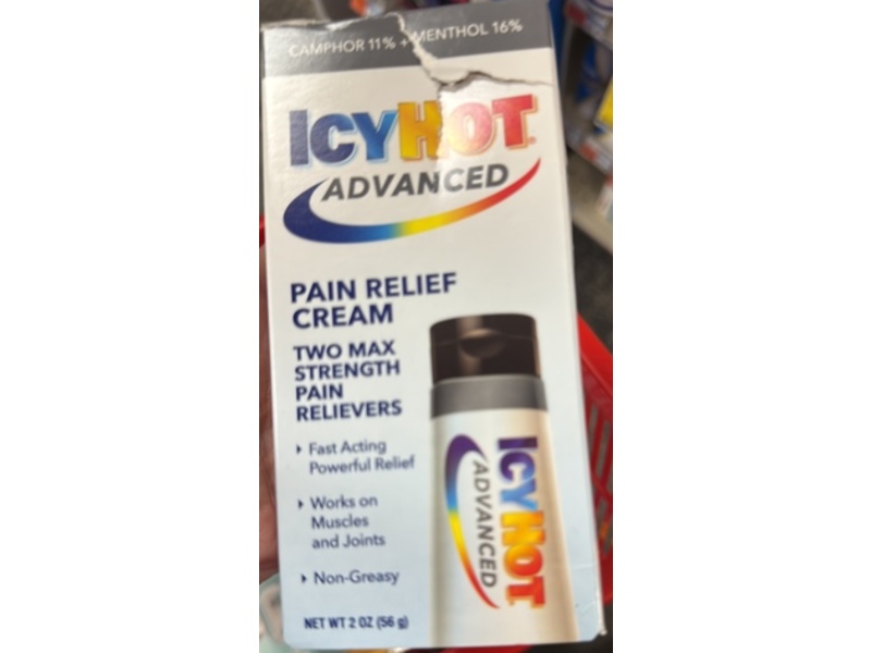 Icy Hot Advanced Pain Relief Cream, Camphor 11% + Menthol 16%, 2 fl oz/56 g