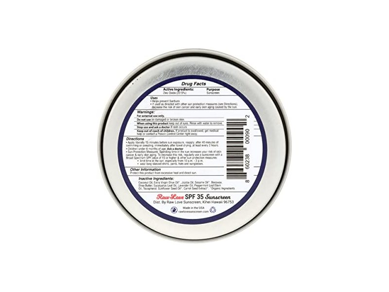 Raw Love, Sunscreen Mineral SPF 35, 2 Ounce