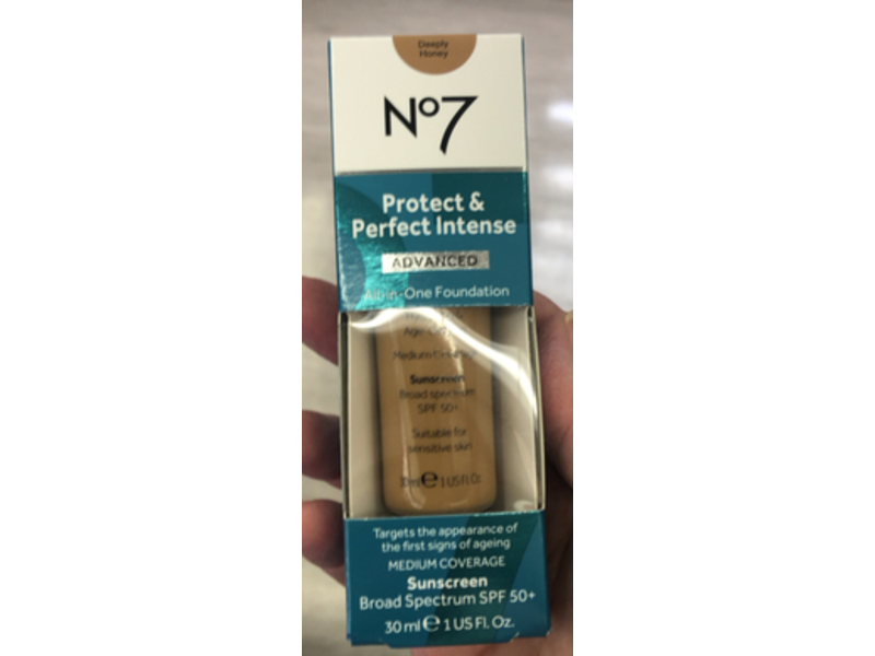 No7 Protect & Perfect Intense Advanced All In One Foundation, Deeply Honey, 1 fl oz/30 mL