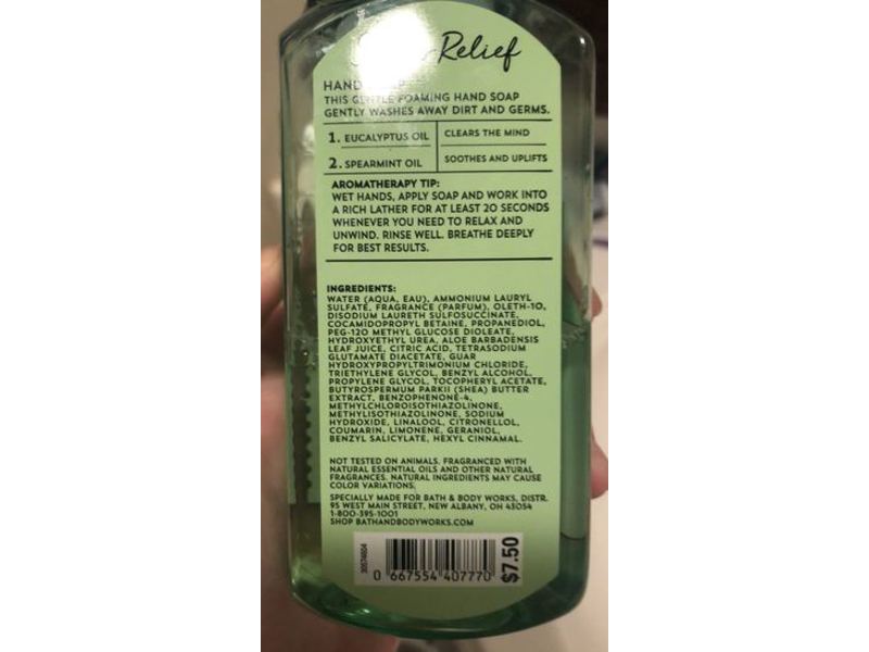 Bath & Body Works Aromatherapy Stress Relief Gentle Foaming Hand Soap, Eucalyptus & Spearmint, 8.75 fl oz/259 mL