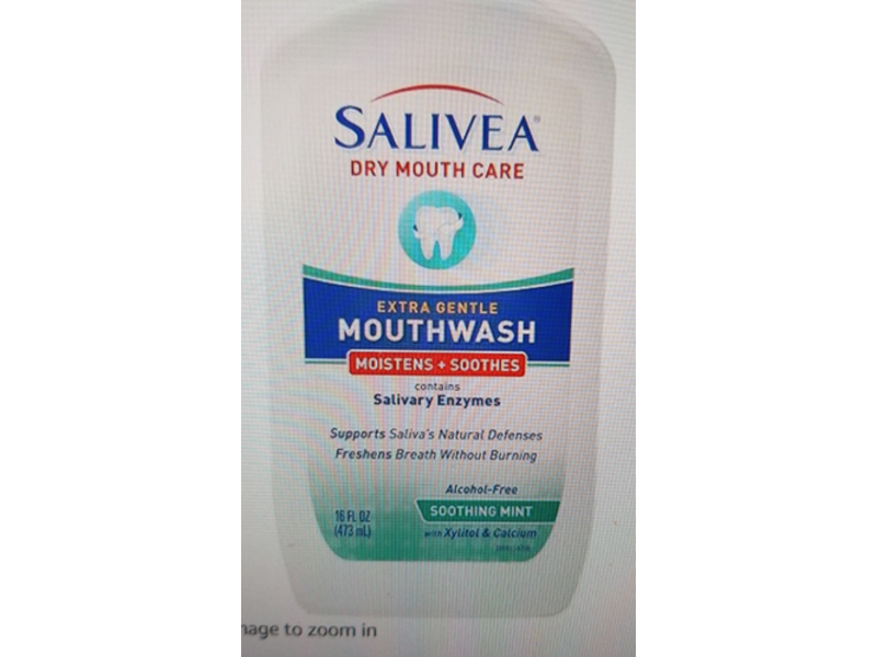 Salivea Extra Gentle Mouthwash, Soothing Mint, 16 fl oz/473 mL,