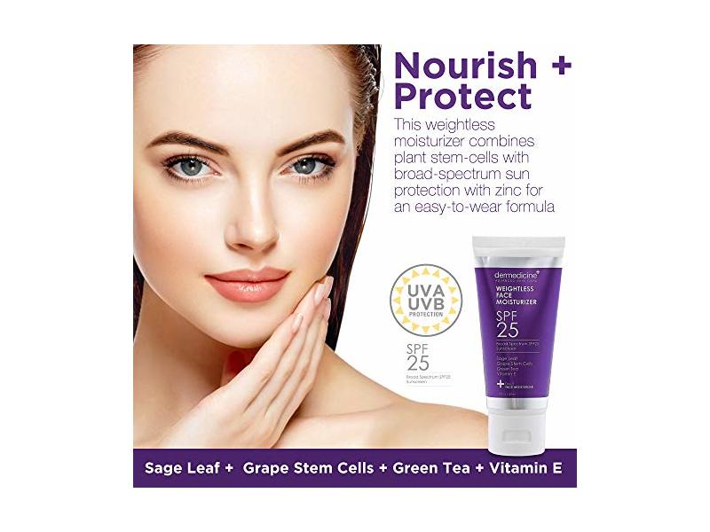 Weightless Daily Face Moisturizer Zinc Oxide Sunscreen with Broad Spectrum SPF 25 NET WT 2 oz / 60 g