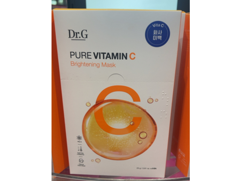 Dr.G Pure Brightening Mask, Vitamin C, 0.81 oz/23 g, Pack Of 5