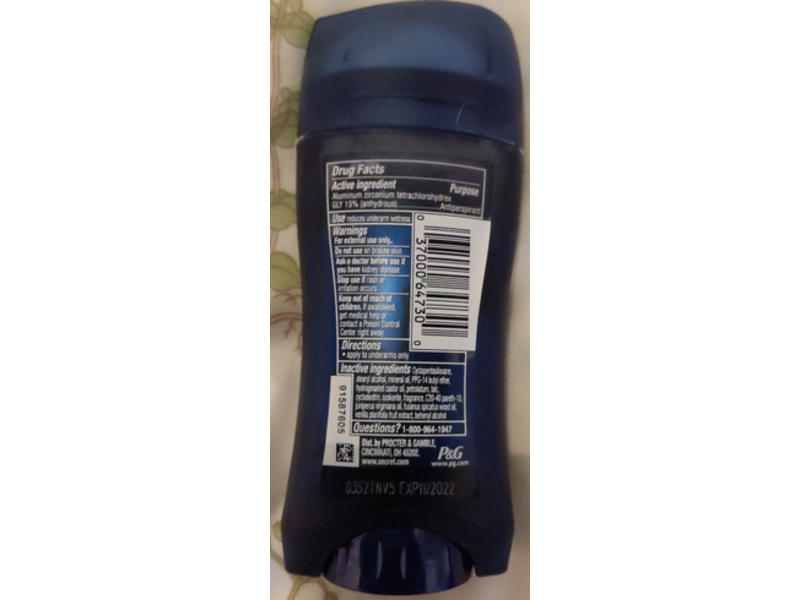 Secret Invisible Solid Antiperspirants, Vanilla + Sandalwood, 2.6 oz/73 g