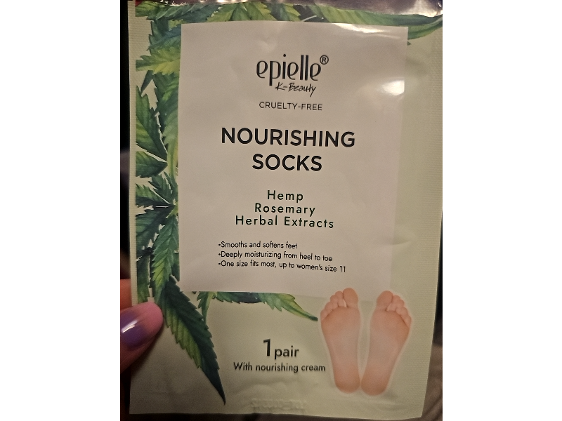 Epielle K-Beauty Nourishing Socks, Hemp + Rosemary Herbal Extracts, 1 Pair